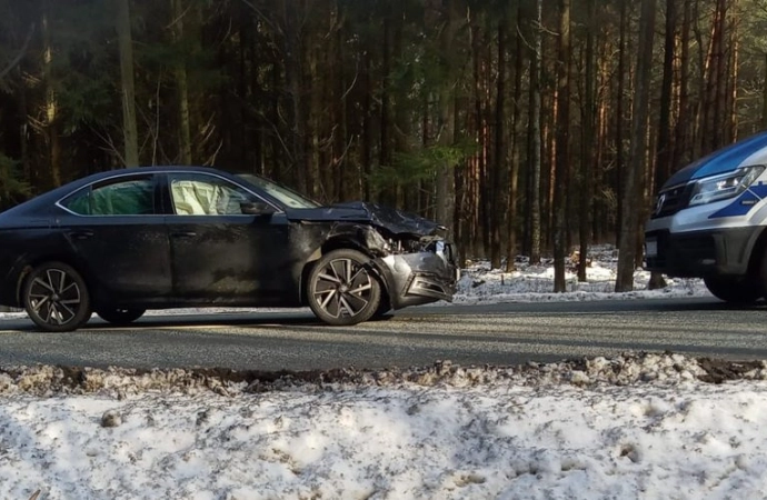 {Policja apeluje o ostrożność podczas przejazdu przez tereny leśne.}